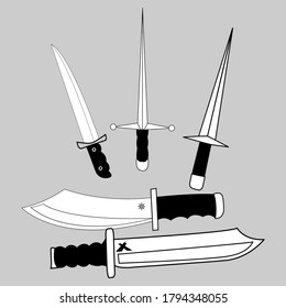 
conjunto de cuchillos y armas de borde