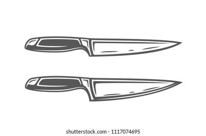 Set of knives isolated on white background. Symbol for cooking design logo and emblem. Vector illustration