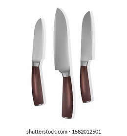 Set of knives in a realistic style vector EPS 10 format