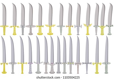 Set of knives and swords