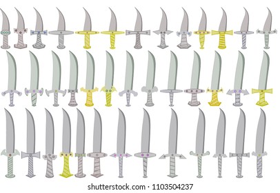 Set of knives and swords