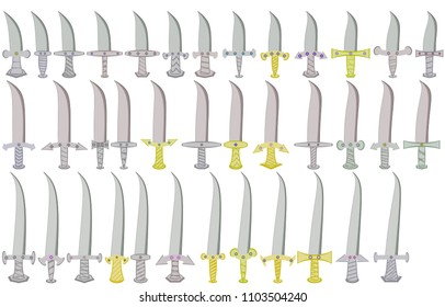 Set of knives and swords