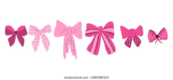 Set of knot. Bows decoration elements. Cute design.