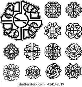Set of Knot Dingbats. Black and white vector illustrations.