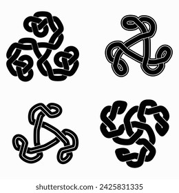 Set of knotted triskelions, an ancient religious European (Slavic, Celtic) symbol