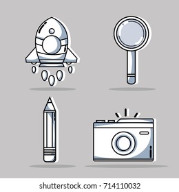set knowledge education with creative icon