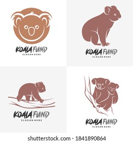 Set of Koala logo design vector. Illustration design koala logo template. Icon Symbol