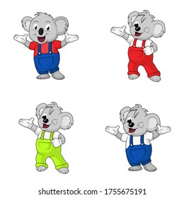 set of koala mascot vectors. with cute colors and adorable expressions