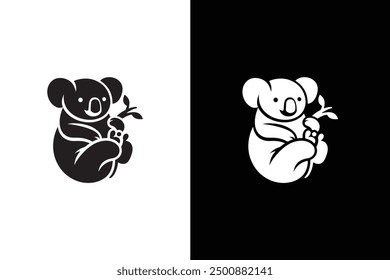 set of a koala silhouette vector illustration on white background