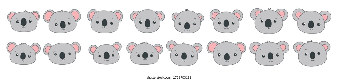 set of koalas with different expressions 