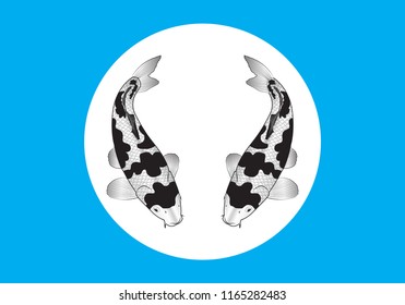 Set of koi fish. Cartoon Vector illustration