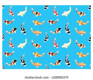 Set of koi fish. Cartoon Vector illustration