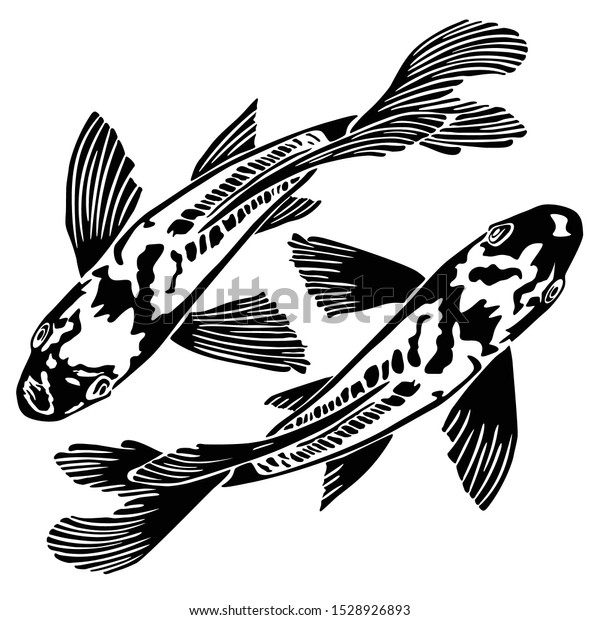 Download Set Koi Fish Silhouette Isolated On Stock Vector (Royalty ...