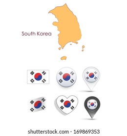Set of Korea elements. Vector design