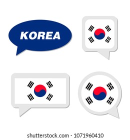 Set of Korea flag in dialogue bubble
