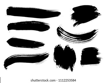 Set of Korean, Chinese, Japanese ink brush strokes. Collection of grungy Oriental design elements for your design