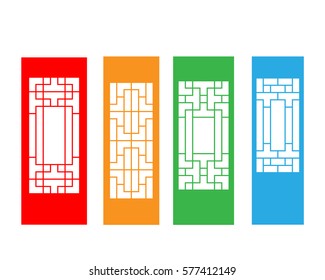 Set of Korean door isolated on white, vector