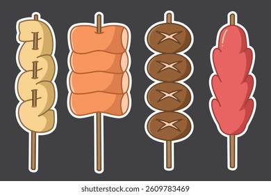 set of korean food good for sticker, badge, element design, icon, print design, etc