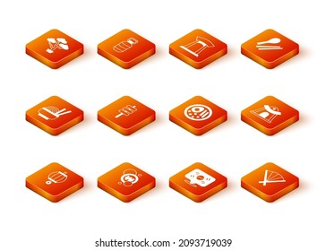 Set Korean lantern, South won coin, Asian noodles bowl, food tokpokki, Location, Ramen, Traditional fan and temple icon. Vector