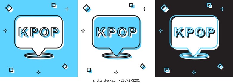 Set K-pop icon isolated on blue and white, black background. Korean popular music style.  Vector