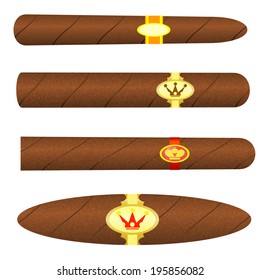 Set kubinskiyh cigars on white background. Vector illustration