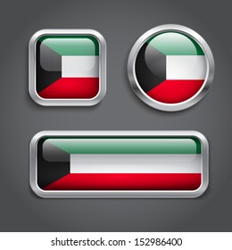 Set of Kuwait  flag glass buttons