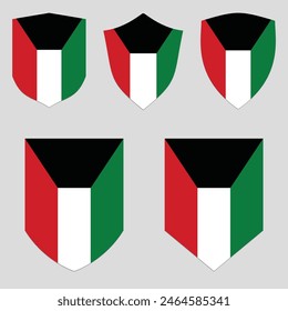 Set of Kuwait Flag in Shield Shape Frame
