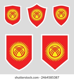 Set of Kyrgyzstan Flag in Shield Shape Frame
