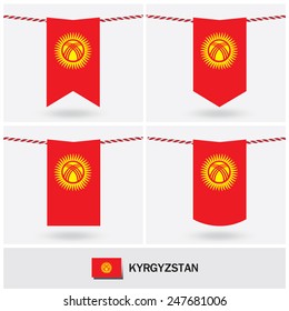 Set of Kyrgyzstan flag. vector illustration  