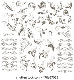 Set of l decorative calligraphic elements for design