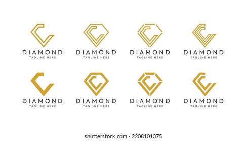 Set of L letter diamond monogram logo design bundles. The perfect logo to use for jewelry companies, mining industries and the like.