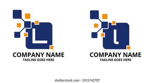 Set  L Letter pixels logo initial design template. Illustration vector graphic of  letter with pixel logo design concept. Perfect for Business corporate, more technology brand identity