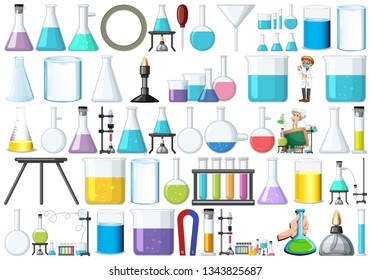 Set of lab equipment illustration