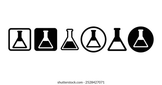 set of lab flask test tube icon symbol sign vector design black white color simple flat illustration collection