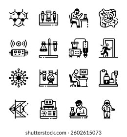 Set of Lab Research Linear Style Icons 
