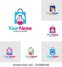 Set of Lab Shop Logo Design Template. Science Shop logo concept vector. Creative Icon Symbol