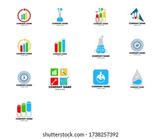 Conjunto de diseño del logotipo del icono del vector del tubo de laboratorio