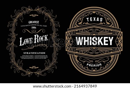 Set of label antique frame vintage retro vector illustration