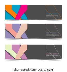 Set of label banner illustration template vector isolated background