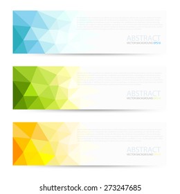 Set of label banner polygon background colorful pattern triangle geometric with space for text and message modern artwork design , vector