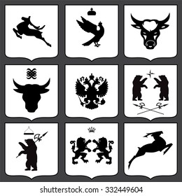 set of label with black animal silhouette