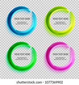 Set Label blank template, transperent background and Blurry gradient with lines circle ring. Vector illustration EPS10. Modern design editable layout title page for new product newsletters, web banner