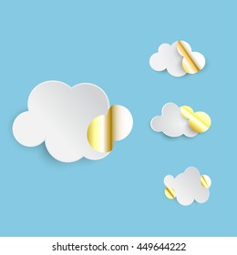 Set of label cloud sticker banners. Vector illustration