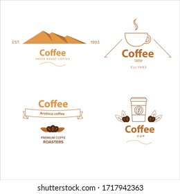 Set label design for a simple and elegant coffee shop. Illustration vector