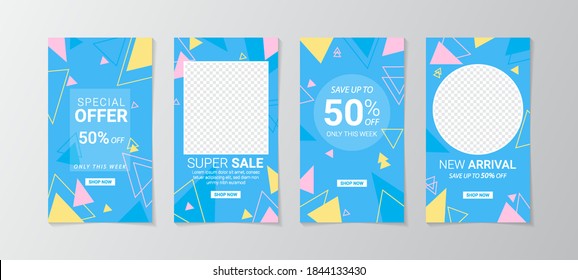 Set of label design story template for social media, coupon, banner, label design for social media