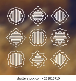 Set of label elements design  in retro style on blurred background