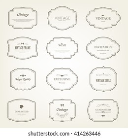 Set of  label and elements for design vintage style.Vintage frame label.