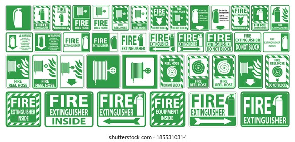 Set label Fire extinguisher Sign on white background
