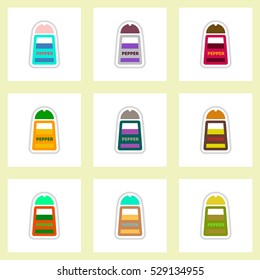 Set of label icon on design sticker collection salt shakers