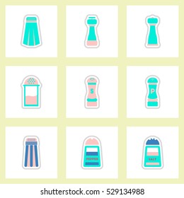 Set of label icon on design sticker collection salt shakers